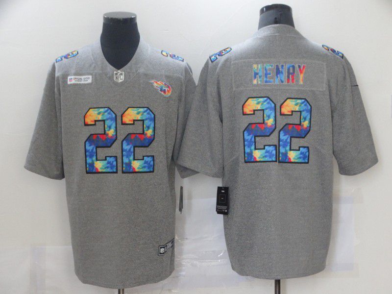 Men Tennessee Titans #22 Henry Grey Rainbow version Nike 2021 NFL Jersey->mlb hats->Sports Caps